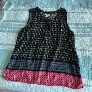Liz Claiborne Black and Pink Geometric Blouse